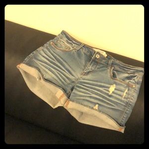 Dark denim cuffed shorts